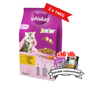 Whiskas szárazeledel 2x14kg junior csirkés