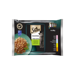 Sheba Felnőtt alutasakos macskaeledel Vegyes választék lazaccal 4x85g-os