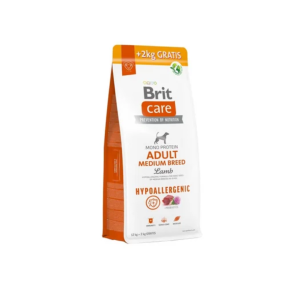 Brit Care Hipoallergén bárány és rizs ízesítésű kutyatáp közepes testű kutyáknak 12+2 kg