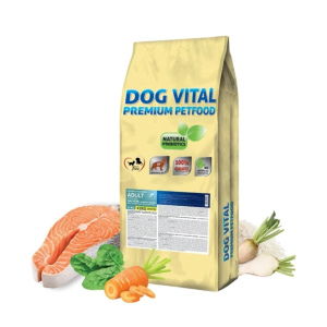 Dog Vital szárazeledel lazac, répa és spenót ízesítésben felnőtt kutyáknak 12+2kg